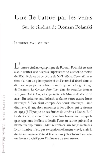 Book cover: Une île battue par les vents - Sur le cinéma de Roman Polanski