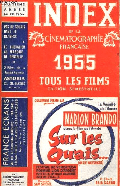 Couverture du livre : Index de la Cinématographie française 1955 A