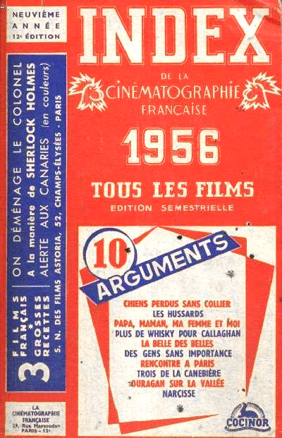 Book cover: Index de la Cinématographie française 1956 A