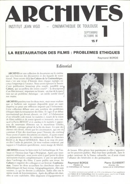 Book cover: La restauration des films - problèmes éthiques