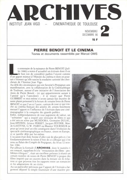 Book cover: Pierre Benoit et le cinéma