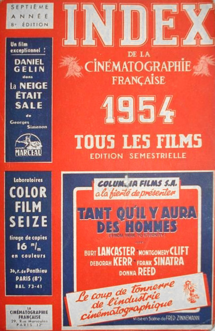 Couverture du livre : Index de la Cinématographie française 1954 A