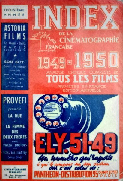 Book cover: Index de la Cinématographie française 1949-1950