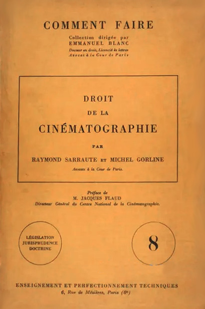 Book cover: Droit de la cinématographie