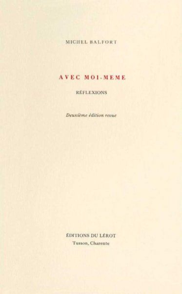 Book cover: Avec moi-même - réflexions