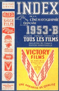 Couverture du livre Index de la Cinématographie française 1953 B par Collectif