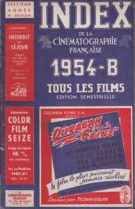 Couverture du livre Index de la Cinématographie française 1954 B par Collectif